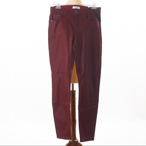 Loft Coated Slim Pocket Skinny Jeans Tibetan Red Close Fitting Hip To Hem New - Picture 2 of 7